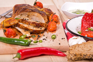 Roasted steak with roasted paprika