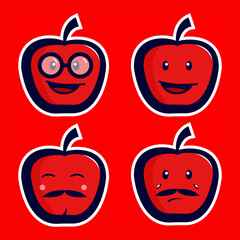 apple character with cute expression