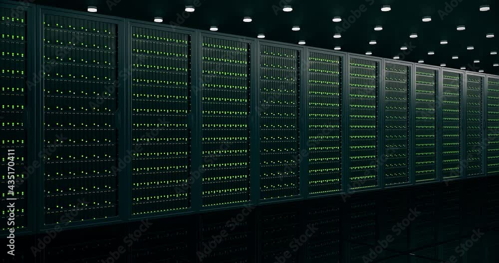 Poster digital information travels through fiber optic cables through the network and data servers behind g