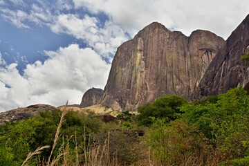  Tsaranovo rock massif in Tsaranovo valley. Andringitra National Park. Madagascar. Africa.