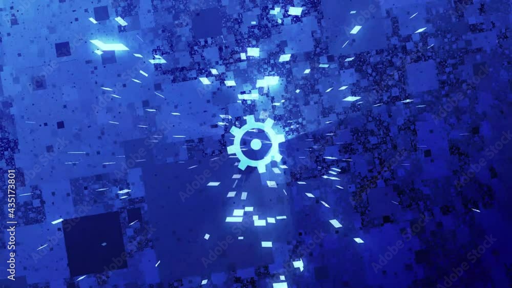Aufkleber gear icon, digital networking, information technology data connection server concept. abstract techn