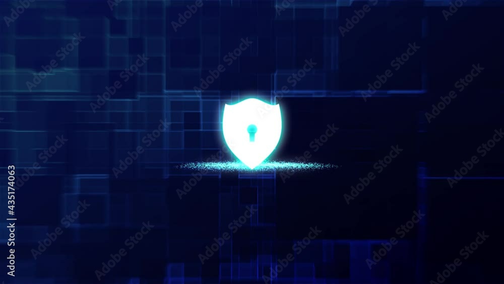 Poster internet security, data protection and digital privacy, secure network concept. shield icon on abstr