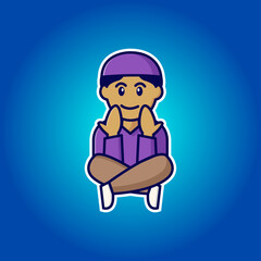 Muslim boy praying to Allah