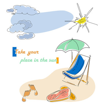 Summer clipart. Modern vector flat image design isolated