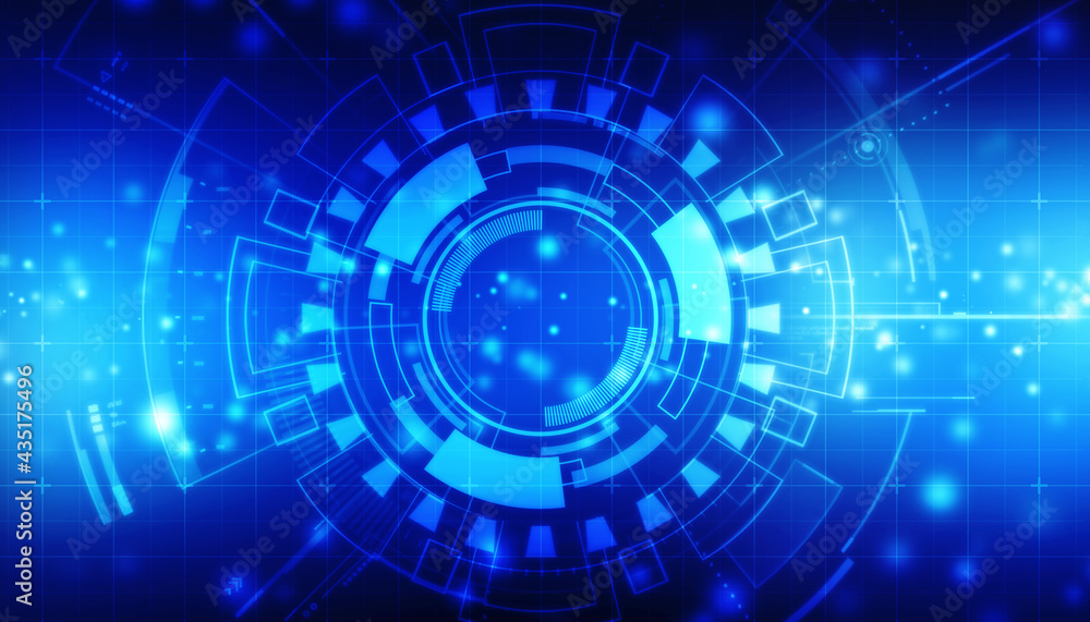 Aufkleber digital abstract technology background, tech circles on cyber background