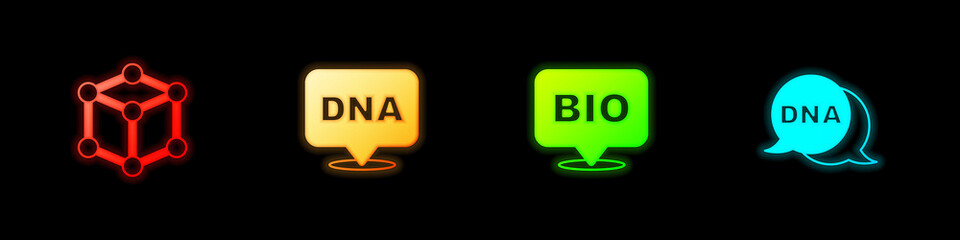 Set Molecule, DNA symbol, Bio healthy food and icon. Vector
