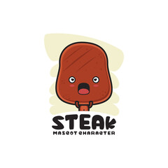 cute mascot steak slices