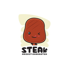 cute mascot steak slices