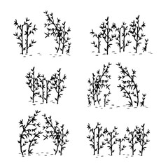 vector bamboo grove silhouette. bamboo set hand drawing. sketch. vector. eps art
