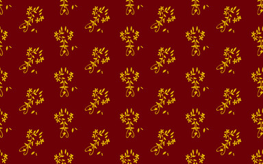 Golden yellow pattern on red background Contemporary Abstract Stilmod Pattern Design For fabric patterns and more