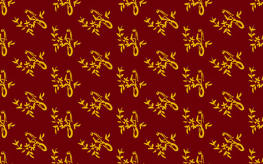 Golden yellow pattern on red background Contemporary Abstract Stilmod Pattern Design For fabric patterns and more