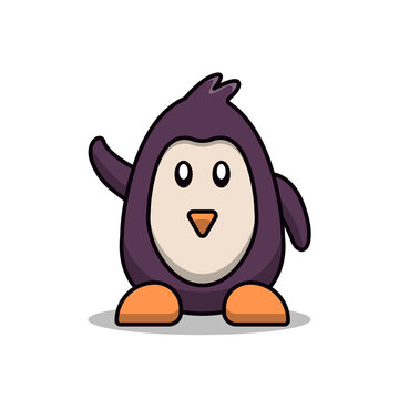 Cartoon penguin greeting pose vector icon concept illustration.