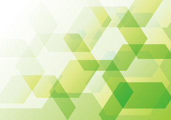 重なる六角形の緑のグラデーションの背景イメージイラスト