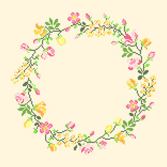 vector art cross stitch floral frame