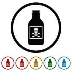 Fototapeta na wymiar Poison in bottle ring icon isolated on white background color set