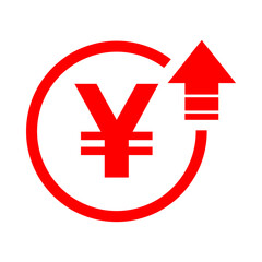 Obraz premium Yen high symbol, cost increase icon. Growth profit bussiness sign vector illustration