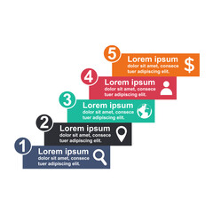 Infographic business concept design with icons and 5 steps. Simple chart presentation template. Abstract vector illustration