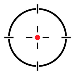 Sight gun vector icon. Modern target illustration of crosshair symbol for web design. Cross mark dot