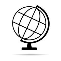 Globus map icon, Earth globe symbol, travel to world, plated for web, logo, website vector illustration