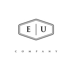 initial EU logo design vector