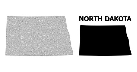 Polygonal mesh map of North Dakota State in high resolution. Mesh lines, triangles and dots form map of North Dakota State.