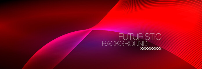 Abstract neon glowing light in the dark with waves. Shiny magic energy and motion concept, vector abstract wallpaper background