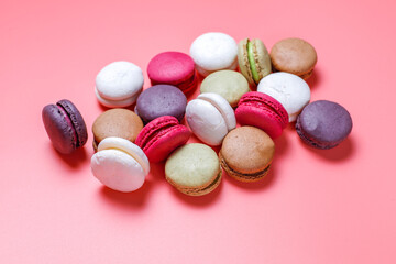 Various delicious french dessert macaroons.