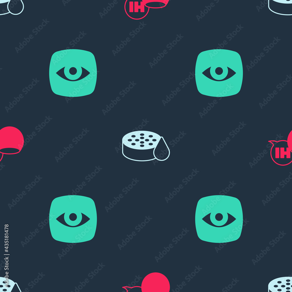 Poster set voice assistant, water sensor and security camera on seamless pattern. vector
