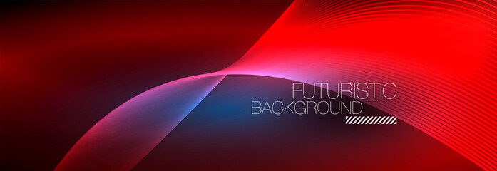 Abstract neon glowing light in the dark with waves. Shiny magic energy and motion concept, vector abstract wallpaper background