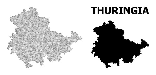 Polygonal mesh map of Thuringia State in high detail resolution. Mesh lines, triangles and points form map of Thuringia State.