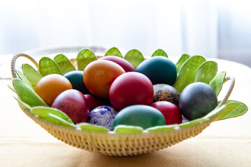 Easter Basket with Painted Eggs. 