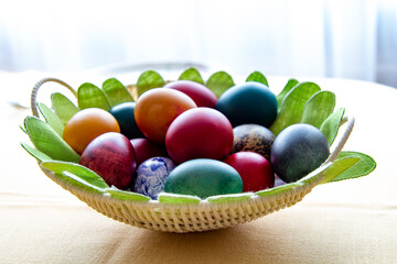 Easter Basket with Painted Eggs. 