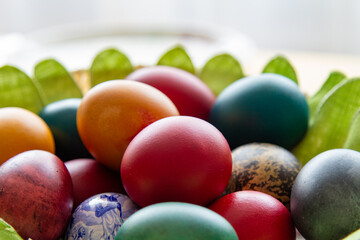 Obraz na płótnie Canvas Easter Basket with Painted Eggs. 
