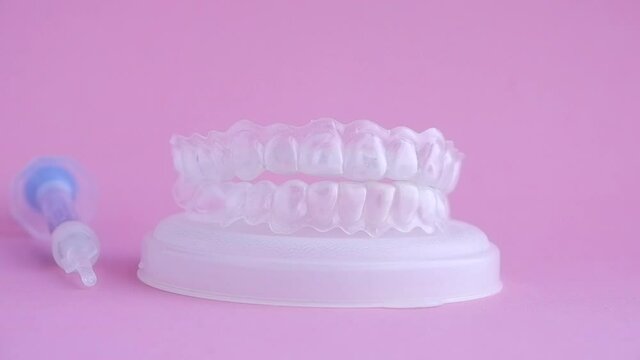 Silicone teeth tray for dental whitening opalescence and bleaching gel syringe
