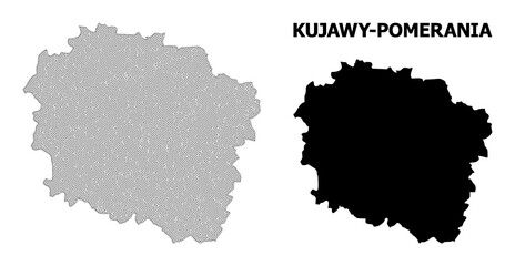 Polygonal mesh map of Kujawy-Pomerania Province in high resolution. Mesh lines, triangles and points form map of Kujawy-Pomerania Province. - obrazy, fototapety, plakaty