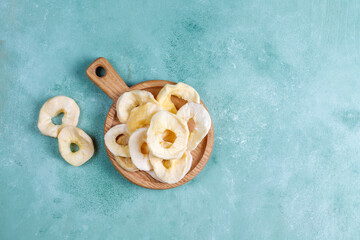 Homemade sun-dried organic apple slices.