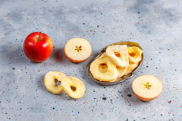 Homemade sun-dried organic apple slices.