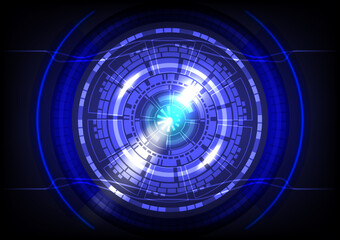 Blue light neon. Abstract hi-tech background. Futuristic interface. Virtual reality technology screen