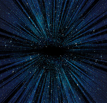 Radiation background of blue light in the night sky. Image of flashy warp.