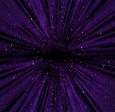 Radiation background of purple light in the night sky. Image of flashy warp.