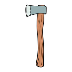 hand drawn comic ax isolated on white background. vector, outline.