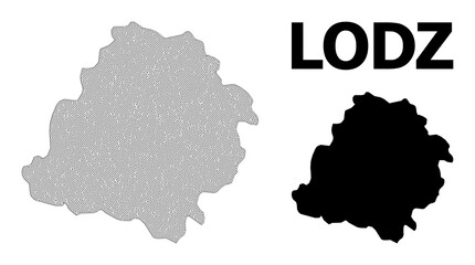 Polygonal mesh map of Lodz Province in high detail resolution. Mesh lines, triangles and points form map of Lodz Province.