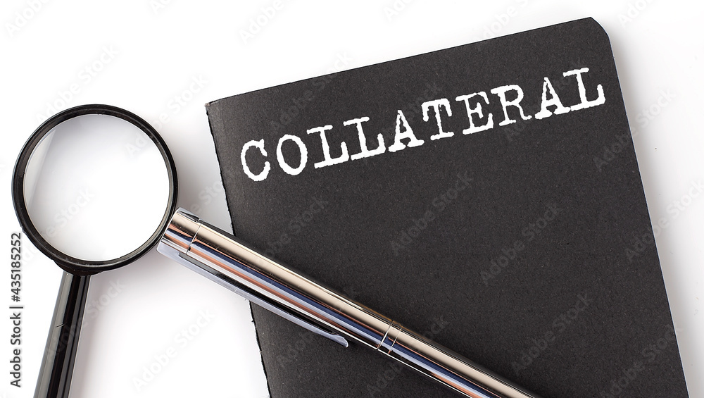 Poster collateral- business concept, magnifier with white text message on black notebook
