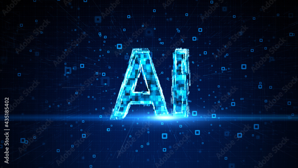 Poster artificial intelligence ai concept. future technology digital data analysis. big data transmission c
