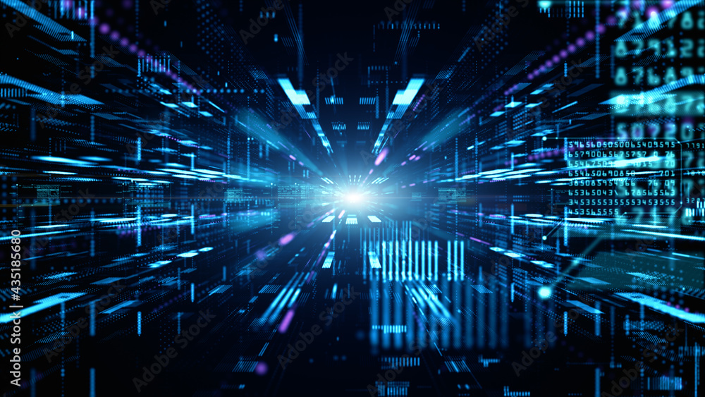 Poster digital cyberspace and digital data network connections concept. future technology digital abstract 