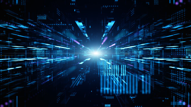 Digital cyberspace and digital data network connections concept. Future technology digital abstract background concept. 3d rendering