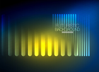 Bright neon color techno abstract background, shiny glowing neon lines in the dark background