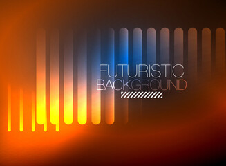 Bright neon color techno abstract background, shiny glowing neon lines in the dark background