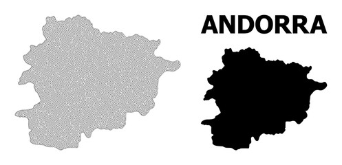 Polygonal mesh map of Andorra in high resolution. Mesh lines, triangles and points form map of Andorra.