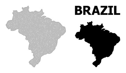 Polygonal mesh map of Brazil in high detail resolution. Mesh lines, triangles and points form map of Brazil.